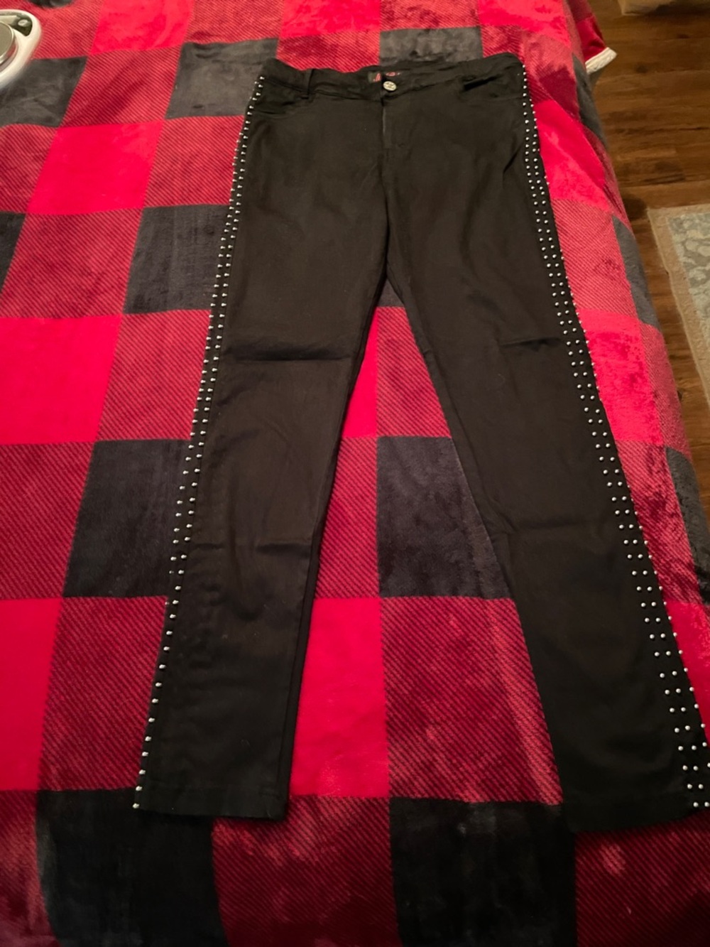 Motel Rocks Black Studded Side-Stripe Leggings